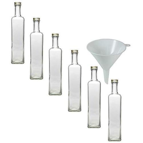 Viva Haushaltswaren 6 Glass Bottles 500 ml with Screw Tops for Self-Filling incl. Filling Funnel Diameter 9.5 CM by Viva Haushaltswaren