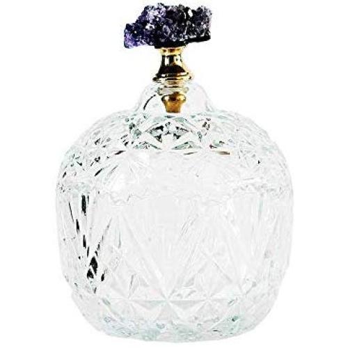 ZSY Decorated Crystal Glass Candy Dish with Lid, Crystal Clear, Strong Perspective, Used for Food Storage and Organization of Biscuit Jars, Suitable for Home Living Room Bedroom Banquet