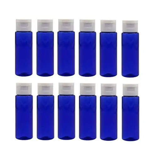 12 Stück 30 ml / 1 oz Leere Plastikblaue Flip-Kappe-Flasche Becherbehälter für Toner Reise Kosmetik Lotion Make-up Cremes Proben Dosierflasche für Shampoos Gele Emulsionen