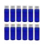 12PCS 30ML / 1oz Empty Plastic Blue Flip Cap Bottle BPA-Free Cobalt Vial Jar Pot Container For Toner Travel Comestic Lotion Makeup Creams Sample Dispensing Shower Gel Water Emollient