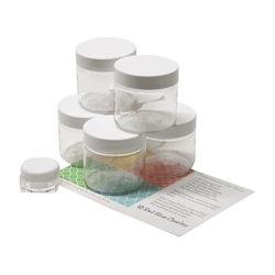 Clear 2 oz Plastic Jars with White Lids (6 pk) with Balm Jar - PET Round Refillable Containers