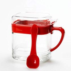 LQQGXLCondiment bottle, jar condiment storage box Spice jar, sealed seasoning box, spice jar set with 3 serving spoons, glass seasoning jar
