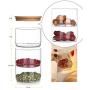 1Pc Free Combination Food Storage Glass Jar Kitchen Storage Bottles Sealed Cans With Bamboo Cover Glass Jars Tea,4 Glass And 1 Lid