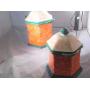 Temp-tations Floral Lace Tangerine 2pc Canister Set Retired