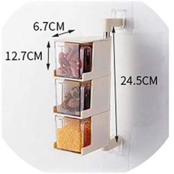 Seasoning Storage Boxes Spice Jar Kitchen Condiment Box Spices Storage Wall Hanging Rotating Kitchen Organization Tools,Beige B