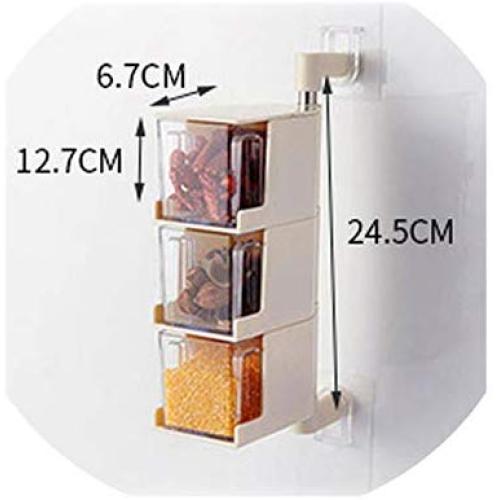 Seasoning Storage Boxes Spice Jar Kitchen Condiment Box Spices Storage Wall Hanging Rotating Kitchen Organization Tools,Beige B
