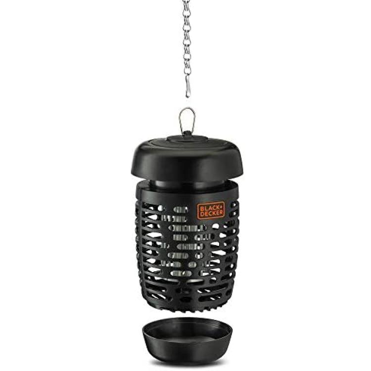  BLACK+DECKER Bug Zapper Electric Lantern with Insect Tray,  Cleaning Brush, Light Bulb & Waterproof Design for Indoor & Outdoor Flies,  Gnats & Mosquitoes Up to 625 Square Feet : Patio