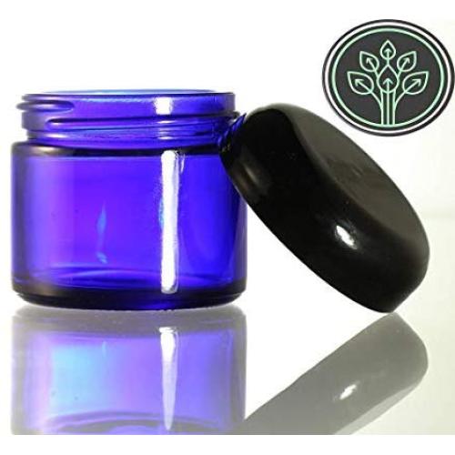Cobalt Blue Glass Jar Kitchen/Apothecary/Herb Jars 2 oz (4 pack)