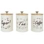 NIKKY HOME Metal Farmhouse Kitchen Canisters with Lids 3 Piece Set White