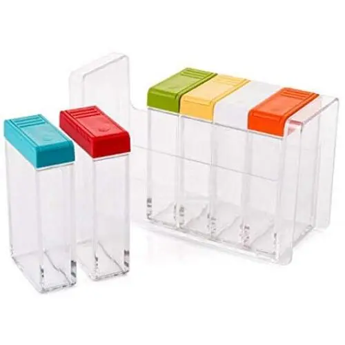 Ensemble de 6 pièces pour l'organisation des épices et condiments, Bols à épices en verre, Rack d'épices, Contenants pour condiments asiatiques, Verre Bleu. Ensemble de 6 pièces pour l'organisation des épices et condiments, Bols à épices en verre, Rack d'épices, Contenants pour condiments asiatiques, Verre Bleu.