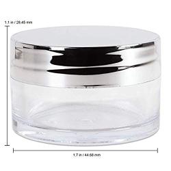 Beauticom 20g/20ml USA Acrylic Round Clear Jars with Lids for Lip Balms, Creams, Make Up, Cosmetics, Samples, Ointments (48 Pieces Jars + Silver Lids)