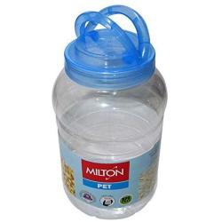 Milton Crisp And Clear Round Storage Pet Jar, BPA Free, Airtight Containers,Durable, Shatterproof, To store Dry Goods, Rice, Cereal, Flour, Grains, Soda Powder, Sugar, Stackable (5000 ML)