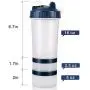 hydro2go 16 OZ Protein Shaker Bottle with Mixer Ball and 2 Interlocking Storage Jars for Pills, Snacks, Coffee, Tea. 100% BPA Free,Non Toxic and Leak Proof Sports Bottle