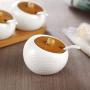Kitchen Storage Containers Ceramic Spice Jars, MSG Salt Pepper Pot Kitchen Supplies, Seasoning Double Shelf Modern Stylish