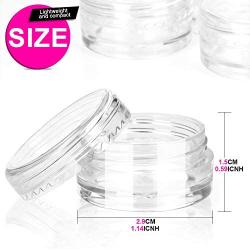 60Pcs Cosmetic Containers, HNYYZL 3 Gram Clean Plastic Jar Travel Sample Empty Container, for Lotion, Eye Shadow Nails Powder, Jewelry, and Creams Sample Make-up Storage(Transparent, 3ML)