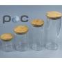 Homily 450-1650 4Pcs Round Shape Glass Food Storage Jar Set with Airtight Bamboo Lid Seal (4, S,M,L,XL)