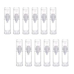 12PCS Transparent Empty Vacuum Plastic Lotion Pump Bottles With Clear Dust Cover Reusable Container Vial Tank Storage Travel Packing Dispenser For Storing Essence Liquid Foundation Cream (5ml/0.17oz)