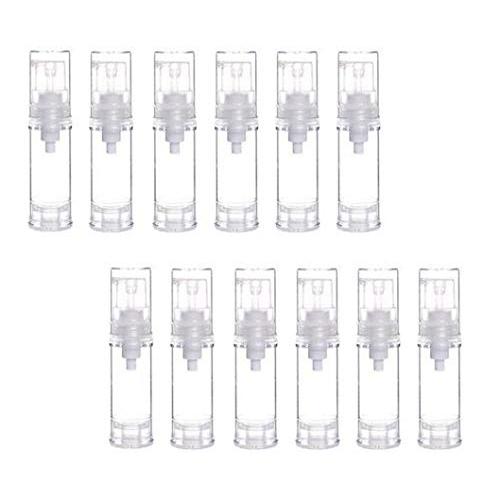 12PCS Transparent Empty Vacuum Plastic Lotion Pump Bottles With Clear Dust Cover Reusable Container Vial Tank Storage Travel Packing Dispenser For Storing Essence Liquid Foundation Cream (5ml/0.17oz)