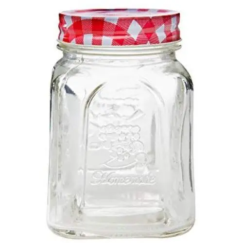Amici Home 7CN551R Garden Homemade Collection Glass Canister Raised Textured Relief, Gingham Metal Twist Top Lid, 16 Ounce Capacity Amici Home 7CN551R Garden Homemade Collection Glass Canister Raised Textured Relief, Gingham Metal Twist Top Lid, 16 Ounce Capacity