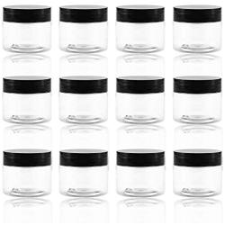 BcPowr 24 Pack Cosmetic Containers, Plastic Sample Containers with Lids with Inner Liners Leakproof Wide-Mouth Travel Containers Jars Pots for Toiletry Makeup Cream Liquid Slime (2oz, Black)