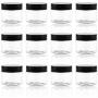 BcPowr 24 Pack Cosmetic Containers, Plastic Sample Containers with Lids with Inner Liners Leakproof Wide-Mouth Travel Containers Jars Pots for Toiletry Makeup Cream Liquid Slime (2oz, Black)