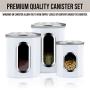 Canisters Sets,3 Piece Window Kitchen Canister with Fingerprint Resistance Lids,Cream White