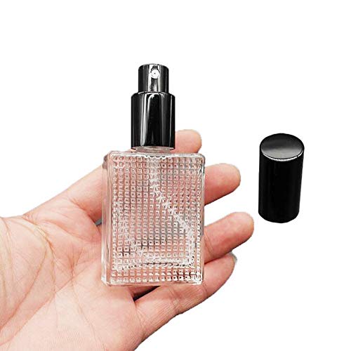 1PC 30ml/1oz Upscale Empty Refillable Glass Mist Sprayer Bottle Perfum Atomizer Vial Portable Cosmetic Container Jars Pot Holder with Black Lid For Fragrance Moisturizing Makeup Water Cologne