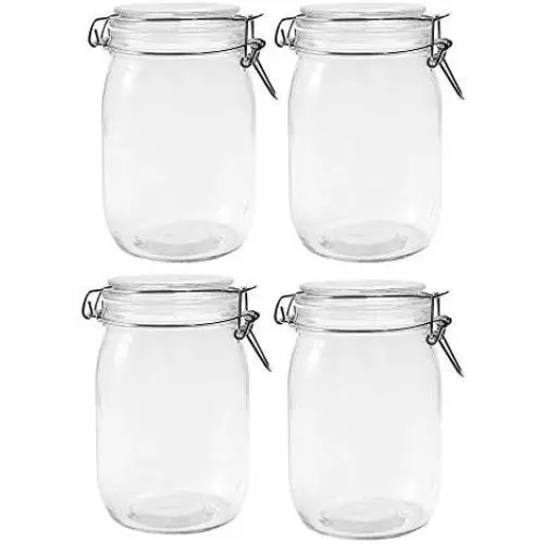 Betrome 32 OZ Glass Jar 4 Pack with Airtight Rubber Gasket Lid Reusable Storage Jar for Jam, Coffee, Tea,Honey, Beans, Spice and More Betrome 32 OZ Glass Jar 4 Pack with Airtight Rubber Gasket Lid Reusable Storage Jar for Jam, Coffee, Tea,Honey, Beans, Spice and More