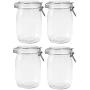 Betrome 32 OZ Glass Jar 4 Pack with Airtight Rubber Gasket Lid Reusable Storage Jar for Jam, Coffee, Tea,Honey, Beans, Spice and More
