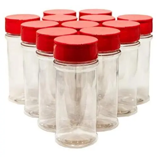 12 Empty - 8 fl Oz (3.75 oz dry powder) PET Plastic Spice Jars with Caps 12 Empty - 8 fl Oz (3.75 oz dry powder) PET Plastic Spice Jars with Caps
