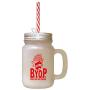 Red Pop Bir Your Own Popcorn Frosted Glass Mason Jar With Straw