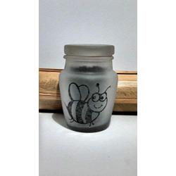 Sweet Bee Etched Glass Decorative Honey Hash Oil Jar - Dab Storage and Stash Jar