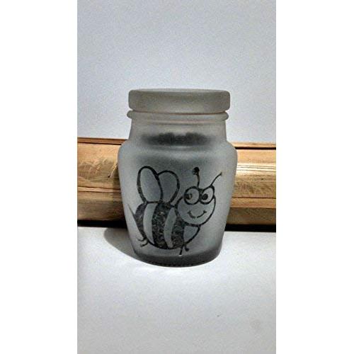 Sweet Bee Etched Glass Decorative Honey Hash Oil Jar - Dab Storage and Stash Jar
