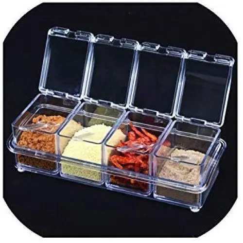4er Set Würze-Behälter Küchen Organizer Aufbewahrungsboxen für Gewürze Salz Zucker Flaschen, Küchenzubehör, 01
