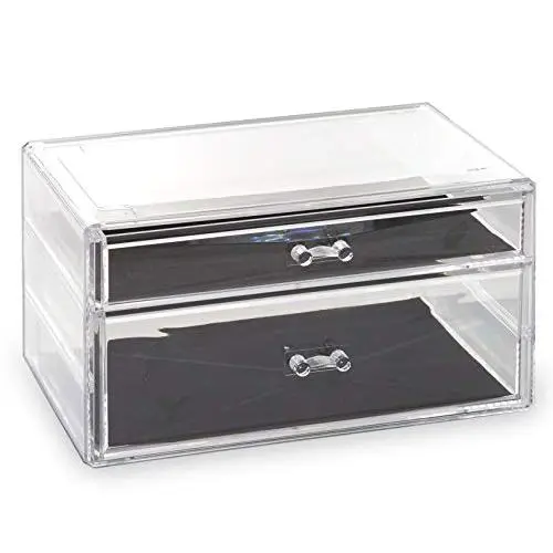 BINO 2 Ablagefächer Acryl Schmuck- und Make-up-Organizer, Klare Kosmetik-Organizer Schminkschrank Aufbewahrungsdisplay Box Make-up Organizer und Aufbewahrung Schminkstand