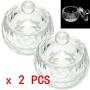 2Pc 444 Cm Clear Dish Crystal Glass Cup For Acrylic Nail Art Liquid Powder 3 Style Glass Container Candy Jar Sugar Jar With Lid,2