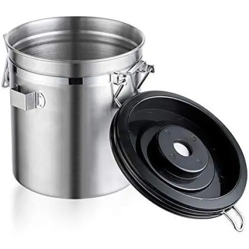 Bouteilles en Acier Inoxydable ZXYWW, Étanchées, pour Stockage Alimentaire, Récipients Ronds en Acier Inoxydable pour Sucre, Farine, Café/Grains/Thé/Céréales (1100ml/1400ml/1800ml)