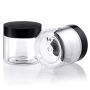 20 Pieces Round Pot Jars Plastic Cosmetic Containers Set with Lid for Liquid Creams Sample (Black Lid, 60 ml/ 2 oz)