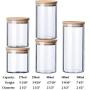 Danmu 5Pcs a Set Lead Free Borosilicate Glass Storage Jars Kitchen Jars Food Storage Jars with Airtight Bamboo Lids, Kitchen Storage Containers, 6oz 8.5oz 10oz 12.8oz 17oz