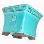 Unique Blue Mystery Ceramic Pottery Tripod Head Cotton Ear Bud Pad Jar Ceramic Storage