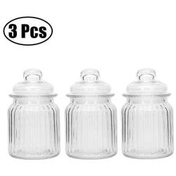 3 Pcs Kitchen Grain Storage Glass Bottle Sealed Cans Seasoning Jar Seasoning bottle With Lid