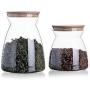 Kitchen Organizer Grain Storage Tank Food Sealed Can Transparent Glass Coffee Beans Storage Jar Tea Can With Bamboo Lid,1100ML