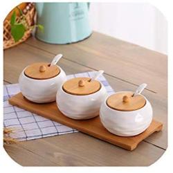 Kitchen Utensils Ceramic Seasoning Bottle And Sugar Bowl Seasoning Box Set Household Storage Bottle Kitchen Storage Jar,L