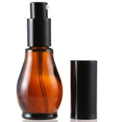 erioctry 2PCS 30ml Refillable Empty Brown Airless Vacuum Pump Cream Lotion Bottle with Black Cap