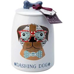 English Tableware Company Dashing Dog Treat Jar Dog Food Canister