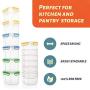 6 AirTight Food Storage Containers for Flour, Sugar, Rice - 53 ounces/1,56 liters - Kitchen Pantry Plastic Containers - Air Tight Canisters Set With Locking Lids - 8 Labels and Marker by MoyaMriya