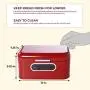 Bread Box for Kitchen Counter - Red Bread Bin, Retro Storage Container with Front Window, For Doughnuts, Pastries, Cookies - 12 x 7 x 6 Inches