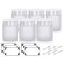 Eisglas-Glasbehälter mit geradem Rand, Silbermetall-Deckel – 4 oz / 120 ml (6er-Pack) + Spatel und Etiketten