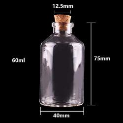 24pcs 60ml Size 407512.5mm Transparent Glass Bottles With Cork Stopper Empty Spice Bottles Jars Gift Crafts Vials