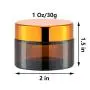 1 Oz Glass Cream Jars with Gold Lid, Empty Amber Glass Containers, Refillable Cosmetic Vials for Salve, Lotion, Ointment (12 PCS) 1 Oz Glass Cream Jars with Gold Lid, Empty Amber Glass Containers, Refillable Cosmetic Vials for Salve, Lotion, Ointment (12 PCS)